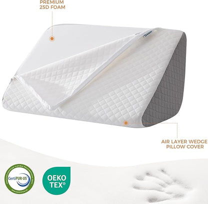 Knee Wedge Pillow 6.3'' for Post-Surgery Recovery-Leg Elevation Support for Sleep Position, Alleviating Lower Back & Hip Pain Enhancing Circulation in Ankles Legs Triangle Pillow with Removable Cover