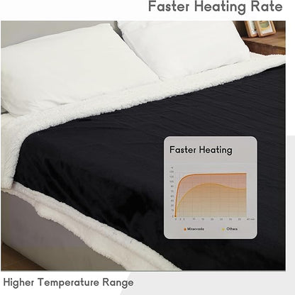 Heated Blanket Electric Blanket Full Size 72''x84'', Soft Flannel Heating Blanket with 1-10 Hour Auto Off - 6 Heat Settings - Machine Washable - Black