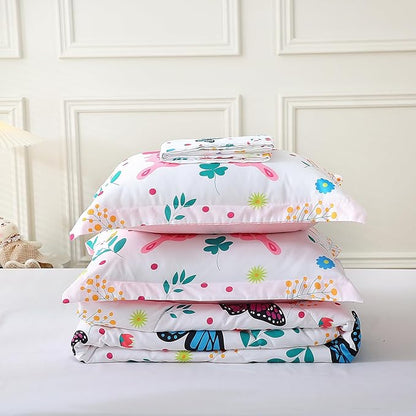 Wajade Queen Size Butterfly Comforter Set for Girls Kids Bedding Sets for Girls 7 Pieces Bed in a Bag Colorful Butterflies Flower Leaves Bedding Set All Season Lightweight
