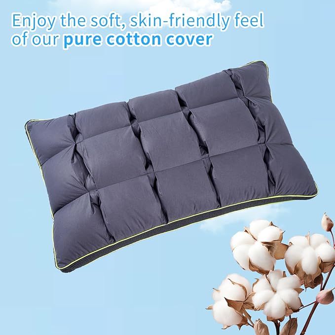YOUR MOON Soft Pillow Queen Size of 2 for Sleeping, Super Soft Support Down Alternative Pillow, 100% Cotton Shell Luxury Comfy Fluffy Bed Pillows for Sleep(Gray)