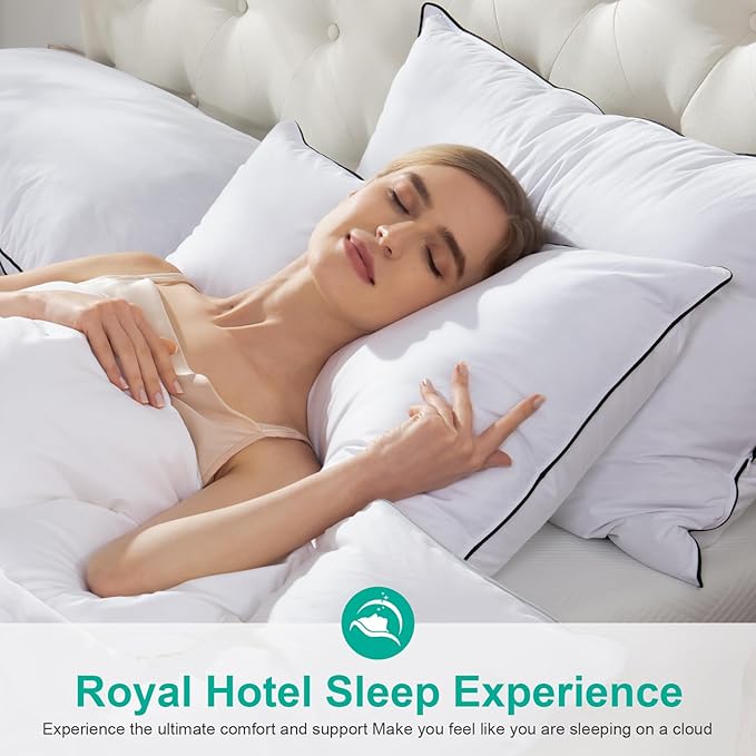 APSMILE Luxury Goose Feather Pillow for Sleeping, Medium Firm Feather Down Pillows King Size Set of 2,600TC Organic Cotton Cover Hotel Collection Bed Pillows (White, 20"x36")