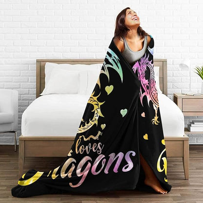 Dragon Blanket for Boys Girls, Cute Dragon Themed Design Printed Throw Blankets for Kids Lap, Chair, Warm Soft Cozy Blanket, 30"x 40"