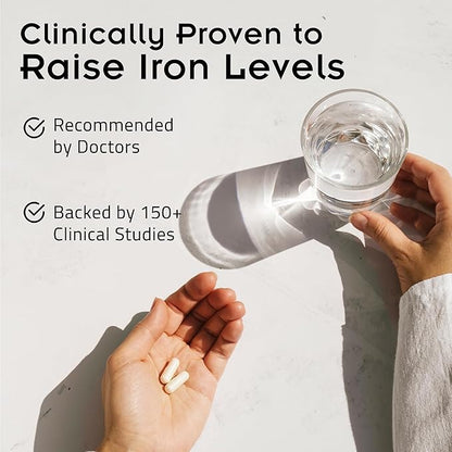 SiderAL Forte Iron Supplement Clinically Proven to Increase Levels Without Side Effects | Sucrosomial High Absorption Gentle Iron Pills for Women and Men | Vitamin C | Anemia & Energy Support | 30 ct