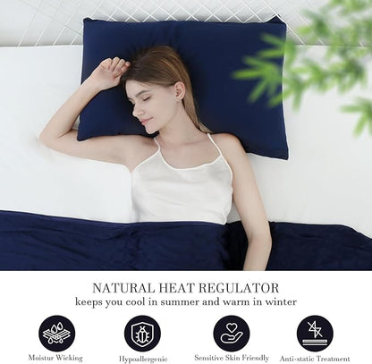 Avolare 2 Pack Pillowcases, Cooling Pillow Case Standard Size with Envelope Closure, Breathable Machine Washable Pillow Covers for Hot Sleepers, Night Sweats - Navy Blue (20"x26") Imported