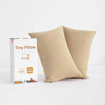 BEDSUM 2 Pack Tiny Pillows, 11"x7" Microfiber Mini Pillow for Travel, Dogs, Cats, Soft and Machine Washable Small Pillows for Neck, Wrist, and Knee Comfort, Taupe
