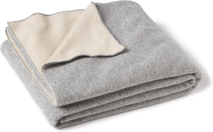 State Cashmere Reversible Throw Blanket - Ultra Soft Accent Blanket for Couch, Sofa & Bed Made with 100% Inner Mongolian Cashmere - Crafted Home Accessories - (Beige/Heather Grey, 60"x50")