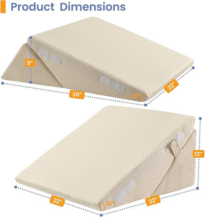 Sasttie Wedge Pillow for After Surgery, Adjustable Bed Wedge Pillow Headboard for Acid Reflux, Sleeping, Neck & Back Support, with Removable Cover, Beige