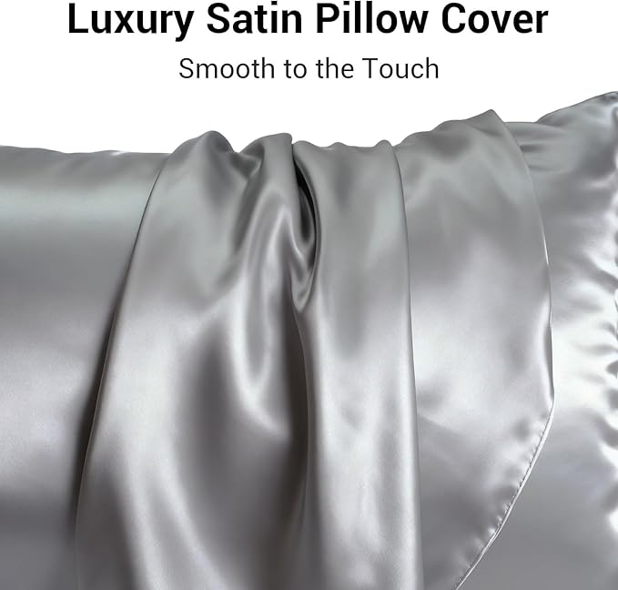Pillowcase Cover Compatible with L-Shaped Contour Swan Body Pillow, Comfortable and Soft Satin Pillow, Similar to Silk Pillow Cover, Gray