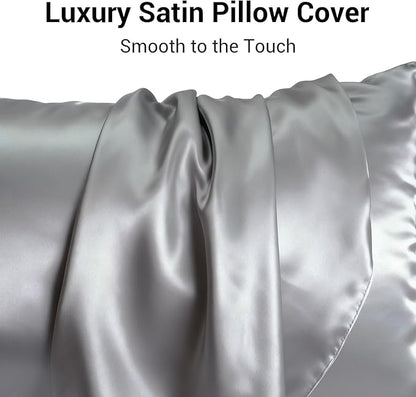 Pillowcase Cover Compatible with L-Shaped Contour Swan Body Pillow, Comfortable and Soft Satin Pillow, Similar to Silk Pillow Cover, Gray
