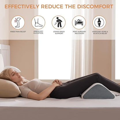 Ganondorf Knee Wedge Pillow for Back Sleeping-Leg Pillow Knee Wedge Pillow for Sleep Position, Alleviating Lower Back&Hip Pain Enhancing Circulation in Ankles Legs Triangle Pillow with Removable Cover