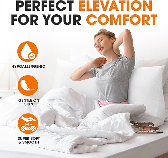 Cheer Collection Wedge Pillow for Reading in Bed, Plushy Headboard Wedge Pillow, Large Backrest Pillow for Bed, Soft Dorm Pillow Headboard Cushion, Elevation Pillow for Sleep & Relaxation