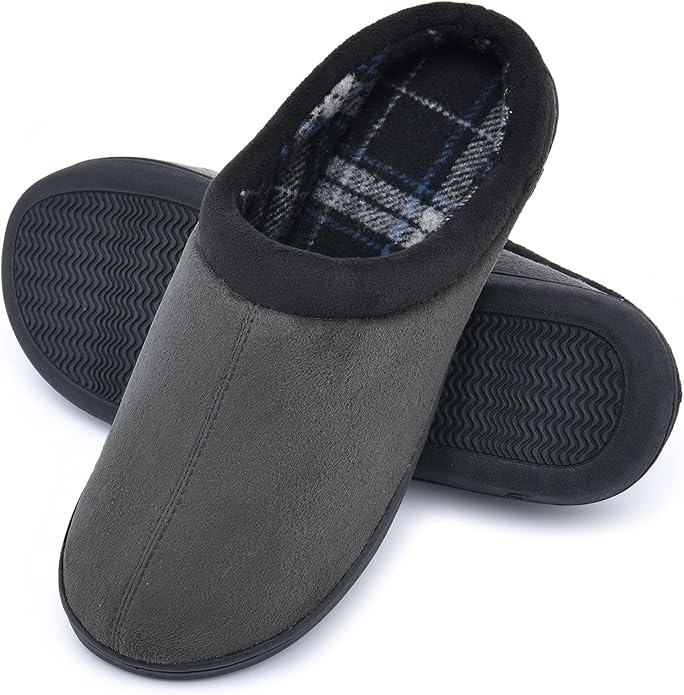 Memory Foam Mens Slippers Slip-On Comfy House Slippers for Men Indoor Outdoor Non-Slip Warm Winter Men’s Bedroom Slippers Size