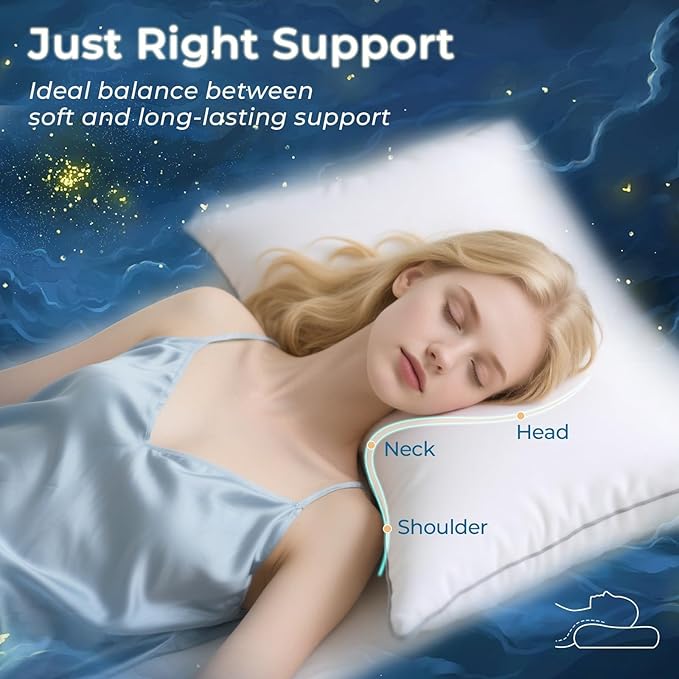 Sasttie King Size Pillows Set of 2, Bed Pillows for Side, Back, and Stomach Sleepers - Oeko-Tex Certified Supportive Down Alternative Plump Filling - Hotel Quality and Machine Washable, 2 Pack