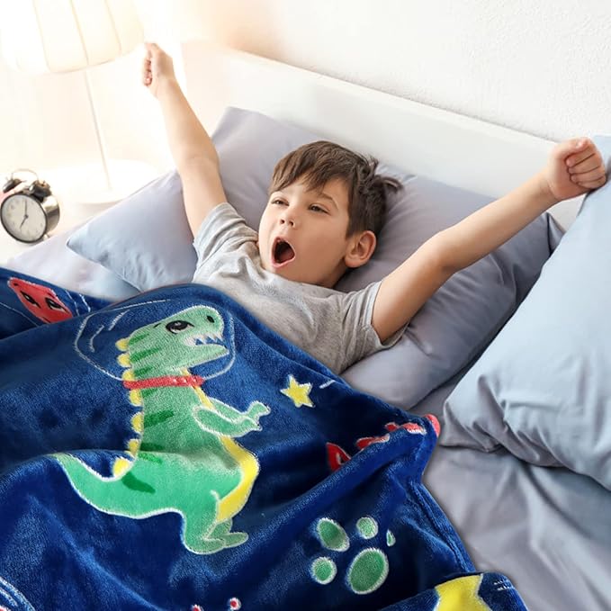 SALIMAH Glow in The Dark Blanket Dinosaur Gifts for Girls, Toys for Girls Boys Age 2 3 4 5 6 7 8 9 10 Year Old, Soft Kids Blankets Gifts for Grandkids Teens for Christmas Birthday, 50"x60"