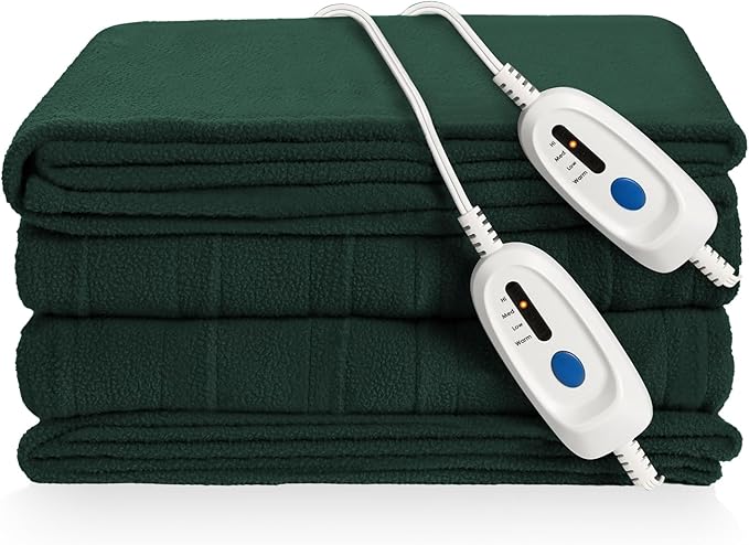 Electric Heated Blanket 84"x90" Queen Size Microplush Cover Blanket, 4 Heat Settings & 10 Hours Auto Off, Cozy & Breathable, Warm All Night, Grass Green