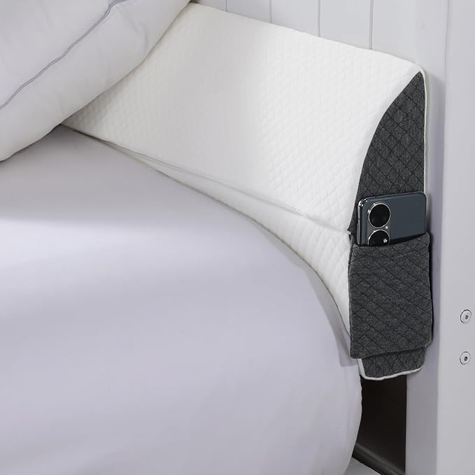 HOMBYS Pillow Wedge for Headboard Gap,Mattress Wedge Gap Filler Queen Size,Bed Crack Pillow,Foam Bed Gap Filler,Multifuctional Headboard Space Filler with Side Pocket,Fill The Gap (0-7")