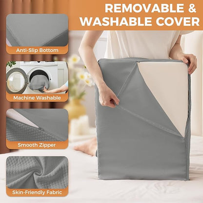 Leg Pillow Elevation Blood Circulation, Leg Elevation Pillows for After Surgery, Swelling, Leg Elevating Pillows with Cover and Handle, Leg Pillow for Pain Relief, 23.6×16.8×8 Inch, Grey