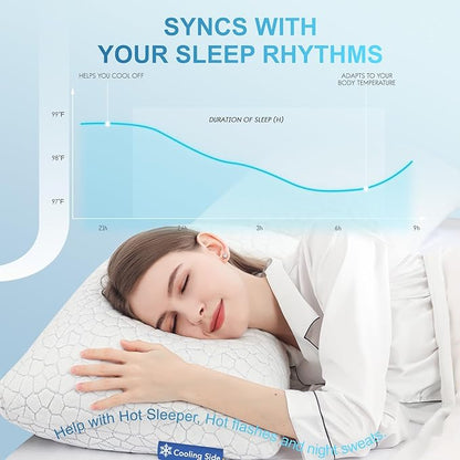 QUTOOL Shredded Memory Foam Pillows for Sleeping King Size Pillow, Cooling Gel Pillows for Hot Sleepers Cool Pillow for Side and Back Sleeper, Soft Yet Support Adjustable Bed Pillow, Home Gifts