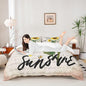 Sunflower Duvet Cover Sets King Size,Rustic Farmhouse Bee Bedding Set 3pcs for Kids Teens Adults Home Room Decor,Black Sketch Sunshine Graffiti Comforter Cover Nature Plants Animals Quilt Cover