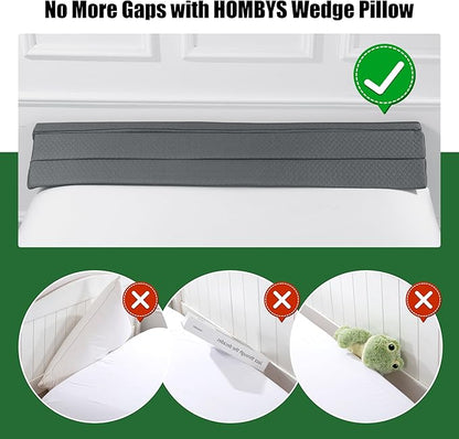 HOMBYS Bed Wedge Pillow for Headboard,Bed Gap Filler King Size,Headboard & Mattress Gap Filler,Bed Wedge Gap Filler,High Density Foam Bed Crack Pillow Between Bed and Wall,Dark Grey