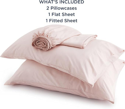 Bedsure King Size Sheets Set, Cooling Sheets for Hot Sleepers, Rayon Derived from Bamboo, Breathable & Soft, Deep Pocket Up to 16 Inches, Hotel Luxury Silky Bedding, Pink