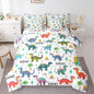 Feelyou Kids Cartoon Dinosaur 7 Piece Bedding Set Colorful Dinosaur Comforter Set with Sheets for Boys Girls Jungle Dino Bed in a Bag Animal Theme Bed Set Soft Lightweight