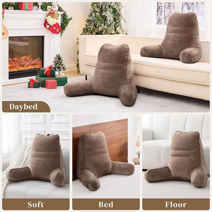 Sasttie Reading Pillow, Pillows for Reading or Relaxing – Ergonomic Support for Head, Neck, Back, and Lumbar, 23-Inch, Khaki