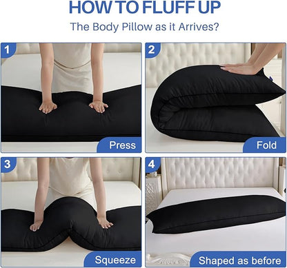 YZ HOME Memory Foam Body Pillow Insert - Full Body Pillow for Adults - Soft Large Long Bed Pillow for Side Sleeper(20x54 Inch, Black)