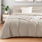 NEXHOME PRO Twin Duvet Cover Set – 100% Certified Organic Cotton with Washed Feel & Linen-Like Texture, Comfortable & Breathable, Home Bedding Set Light Linen (No Comforter)