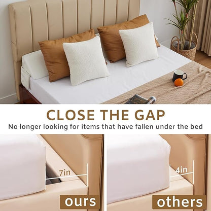 Bedluxe Queen Bed Wedge Pillow for Headboard, Wedge Pillow Headboard, Pillow Wedge for Headboard Gap, Bed Gap Filler- Fill The Gap (0-7") Between Headboard and Mattress (Air-Layer White, 60"x10"x6")