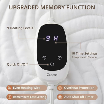 Heated Mattress Pad Twin XL, Electric Mattress Pad Bed Warmer with 9 Heat Settings, Memory Function, 1-12 Hours Auto Off, Deep Pocket, Machine Washable, 39"x 80"