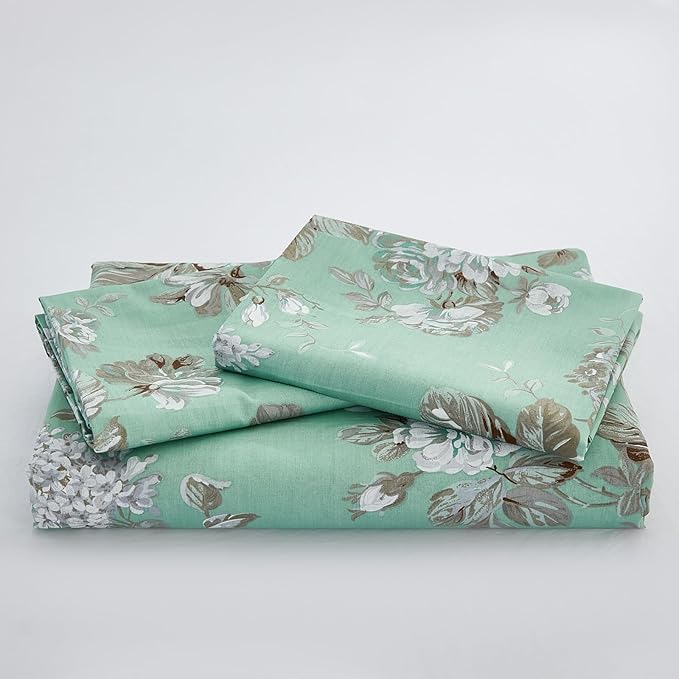 Floral Duvet Cover King Size Soft 100% Nature Cotton Vintage Style Green Bedding Set with Zipper Closure 3 Pcs Cottagecore Botanical Duvet Covers, Ultra Soft, Breathable