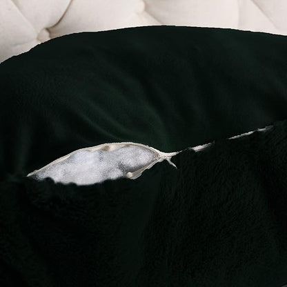 Home Soft Things Fox Faux Fur Bedrest Reading Pillow with Handle and Side Pocket, Backrest Armrest Pillow Chair Back Support for Sitting up in Bed, Pirate Black, 20" x 18" x 17"