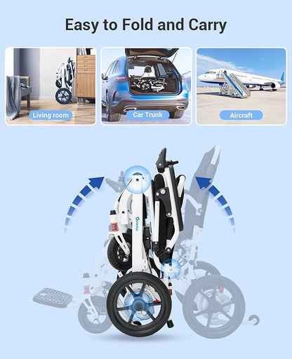 Aotedor Electric Wheelchairs for Adults,22 Miles Long Travel Range with 2 Lithium Batteries All Terrain Power Wheelchair,Ultra Lightweight 39Lbs Folding Compact Motorized Wheelchair,Airline Approved