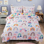Holawakaka Boho Rainbow Full Comforter Set with Sheets, 5-Piece Bohemian Love Heart Star Bedding Set for Girls & Women -Super Soft Microfiber Kids Teen-Girls Reversible Bed-in-a-Bag