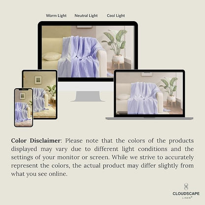 Cloud Scape Linen 8-Layer Muslin Blanket Queen Size - 100% Cotton, Soft and Breathable, Oversized Winter Blanket, Fits up to Full Size Bed, 92x92, Lavender Blue