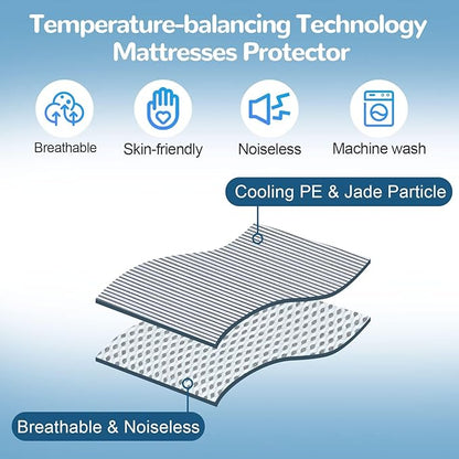 Ailemei Direct Cooling Thin Mattress Pad, California King Size Mattress Topper for Hot Sleepers, with a Deep Pocket Fits 16" Mattresses,Cool Fitted Sheets for Bed,Summer Cooling System,Gray,72"x84"