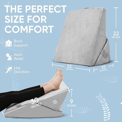 AllSett Health Adjustable Bed Wedge Pillow for Sleep Apnea, 7 in 1 Body Positioner Bed Wedge Pillow for Sleeping, Acid Reflux Pillow, GERD, Anti Snore Sleep Apnea Pillow, Heartburn