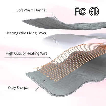 ESTINGO Heated Blanket Full Size, Electric Blanket with 6 Heating Levels & 1-10 Hours Auto Off, Machine Washable Plush Heating Blanket with Timer for Bed Camping Office 72" x 84", Pale Pink