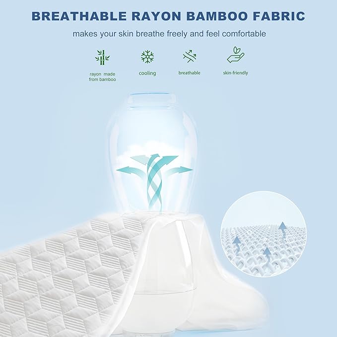 GRT Waterproof Mattress Protector Twin XL, Rayon Bamboo Mattress Protector Cooling Breathable, 3D Air Fabric Soft Mattress Cover with 6-26 inches Deep Pocket, Mattress Pad Machine Washable