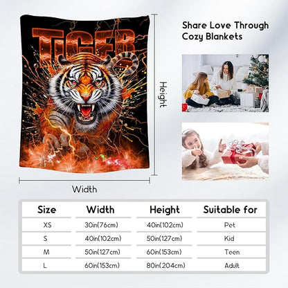 Kids Throw Blanket Tiger Gifts for Boys Toddler, 30"x40" Fleece Soft Cozy Throw for Son Grandson
