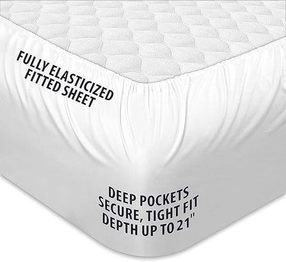 COONP Twin XL Mattress Topper, Extra Thick Pillowtop, Cooling Plush Mattress Pad Cover Cotton Top Bed Topper Protector with 8-21 Inch Deep Pocket