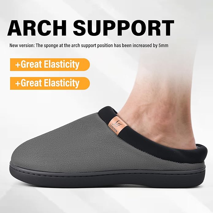 Memory Foam Mens Slippers Slip-On Comfy House Slippers for Men Indoor Outdoor Non-Slip Warm Winter Men’s Bedroom Slippers Size