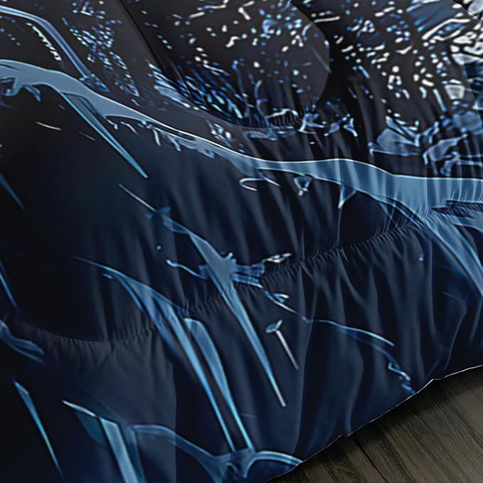 Wild Animal Themed Wolf Comforter Set King Size,Blue Dream Catcher Snow Scene Bedding Sets for Kids Boys Girls Teens Room Decor,Western Comforter Set with 2 Pillowcases.