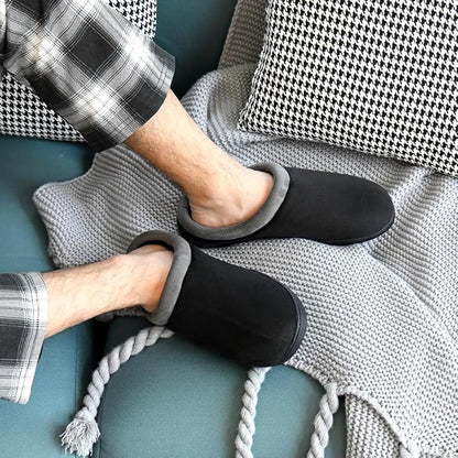 Memory Foam Mens Slippers Slip-On Comfy House Slippers for Men Indoor Outdoor Non-Slip Warm Winter Men’s Bedroom Slippers Size