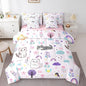 Erosebridal Kids Floral Cat 7 Piece Bedding Sets Cartoon Animal Comforter Bed in a Bag Cute Flower Printed Quilt with Sheet Set,for Children Boy Girl Teen Kids Bedroom Decor,King 7Pcs