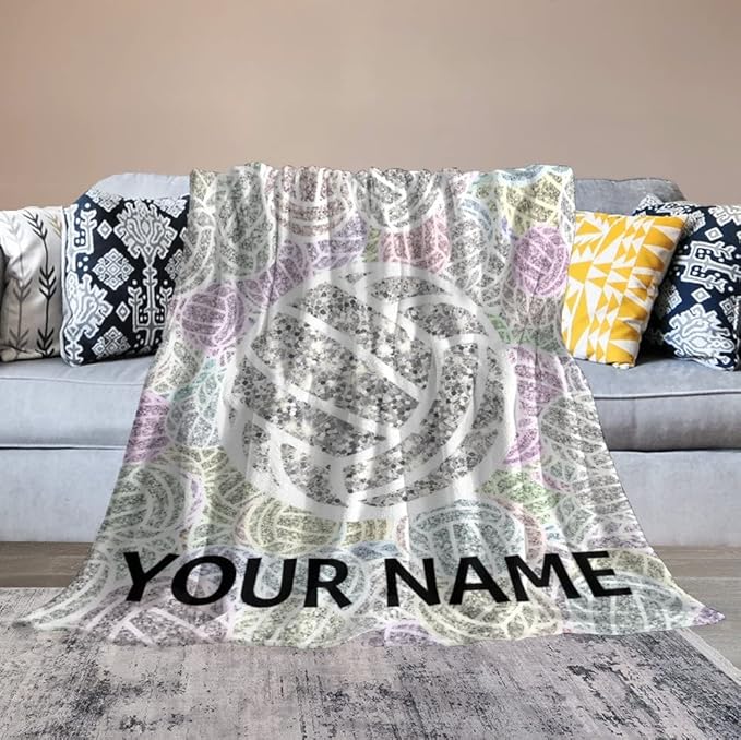 Personalized Volleyball Gifts with Name, Volleyball Blanket for Teen Girls, Custom Team Gift for Sport Lovers, Soft Plush Girls Throw Blankets Party Decorations for Couch Sofa, 30"x40"
