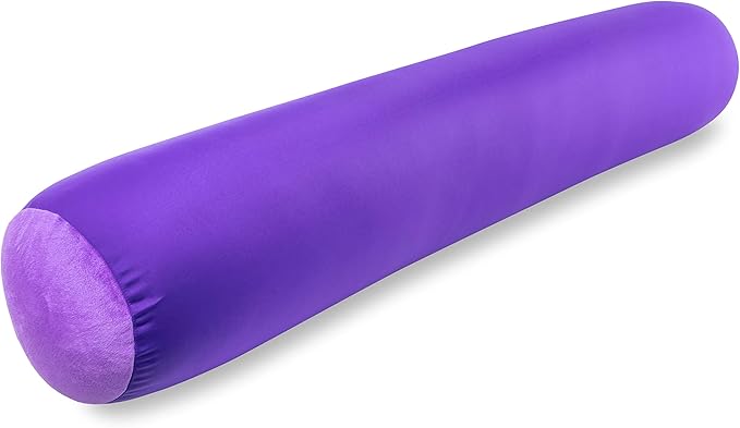 Straight Body Pillow, Full Size Premium Microbead,Side Sleeping/Maternity Pregnant Women, Supportive,Fluffy, Breathable, Cooling,85/15 Spandex/Nylon Silky Feel Anti-Aging - 48 X 8 - Dark Landaner