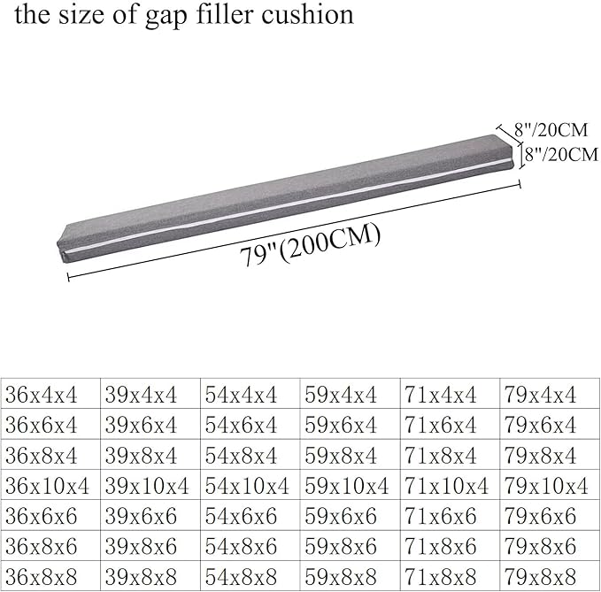 SAMTY Bed Gap Filler for headboard Space Gap Filler Bolster Pillow Stopper for Sofa Crack Filler Between Headboard and Mattress 79x8x8 Inch