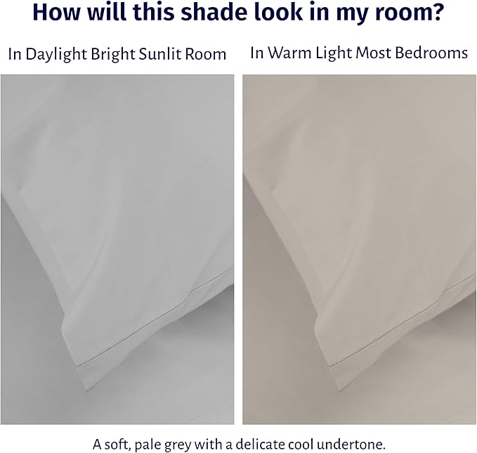 California Design Den Deep Pocket Full Size Sheets Set - Certified 100% Egyptian Cotton Percale Sheets, Lightweight, Crisp, Durable Luxury Bedding Set - Light Grey